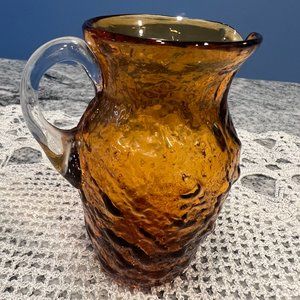 Fenton Vintage Amber Gold Miniature Glass Pitcher